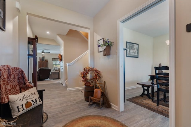 hallway featuring light hardwood / wood-style flooring