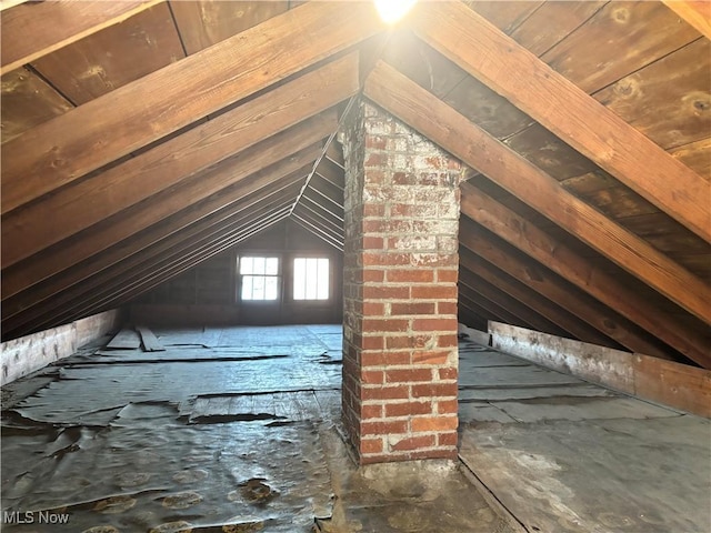 view of unfinished attic