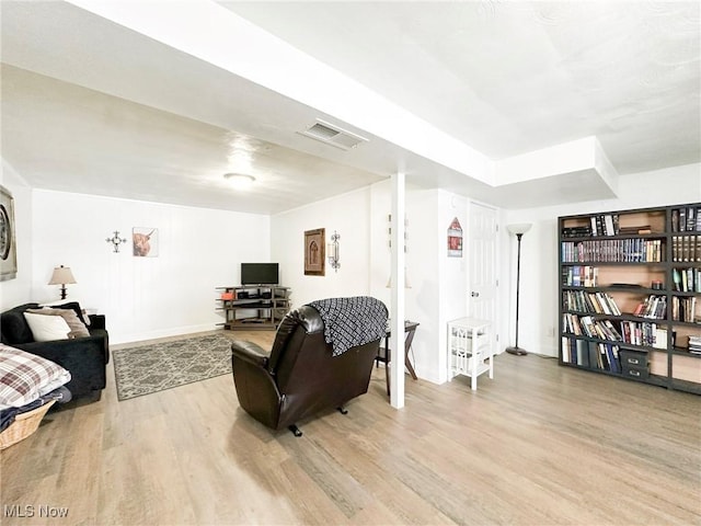 living room featuring light wood-type flooring