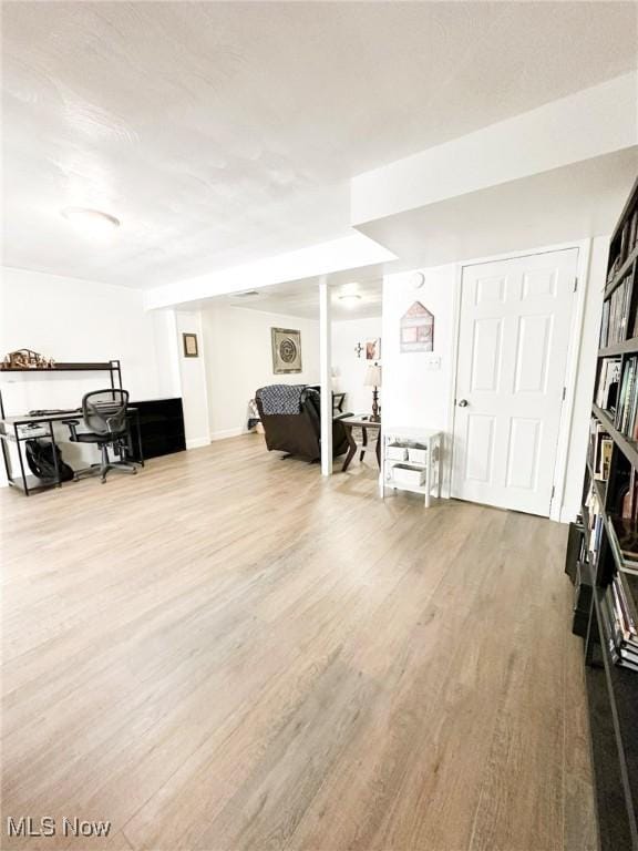 living room featuring light wood-type flooring