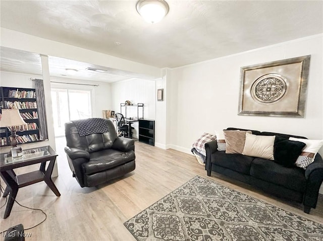 living room with wood-type flooring