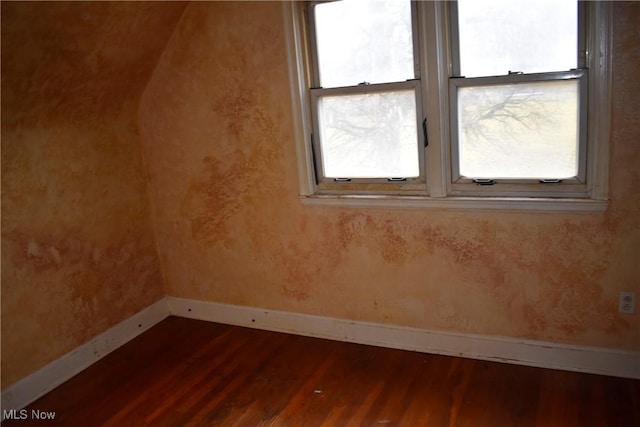 additional living space with dark hardwood / wood-style flooring