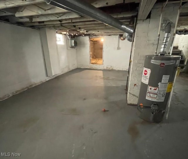 basement with water heater