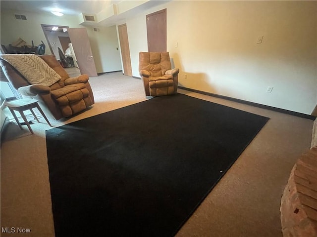 living room featuring carpet