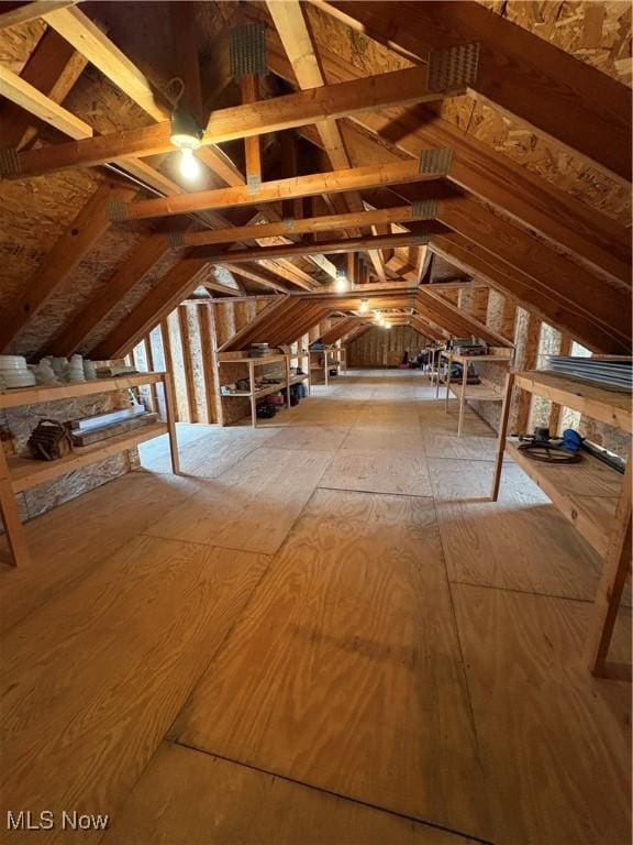 view of unfinished attic