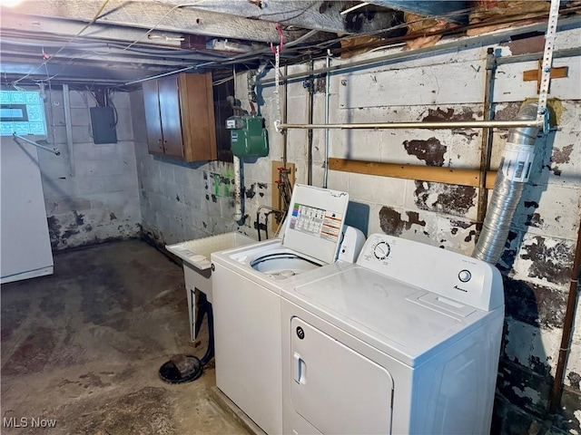 laundry area featuring independent washer and dryer and electric panel