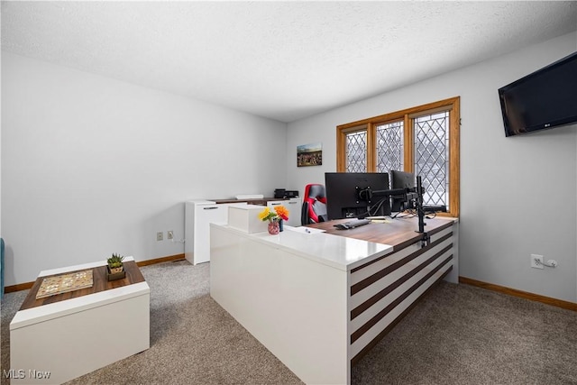 office space with carpet and a textured ceiling