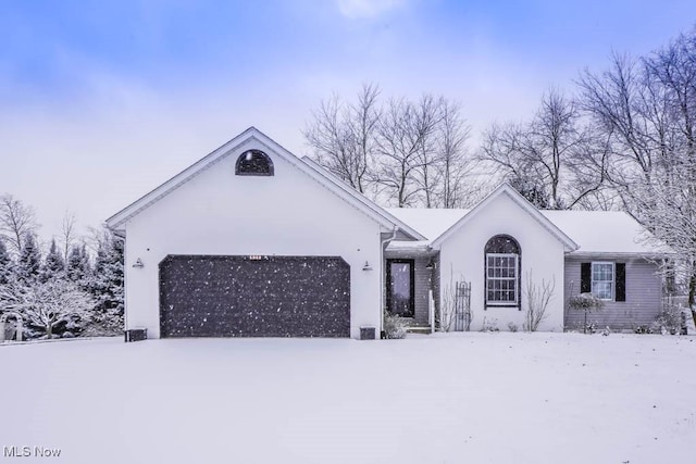 exterior space with a garage