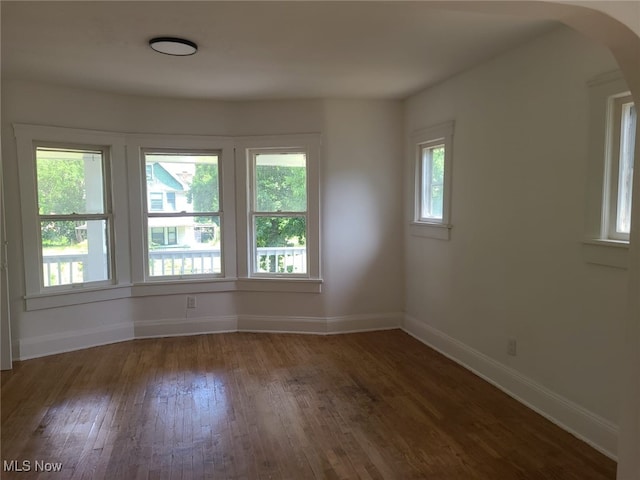 empty room featuring dark hardwood / wood-style flooring