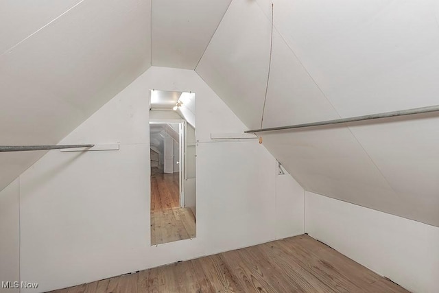 spacious closet with lofted ceiling and light wood-type flooring