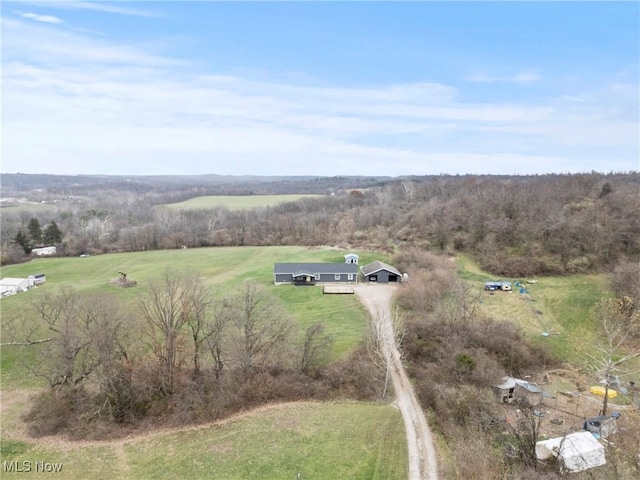 drone / aerial view with a rural view