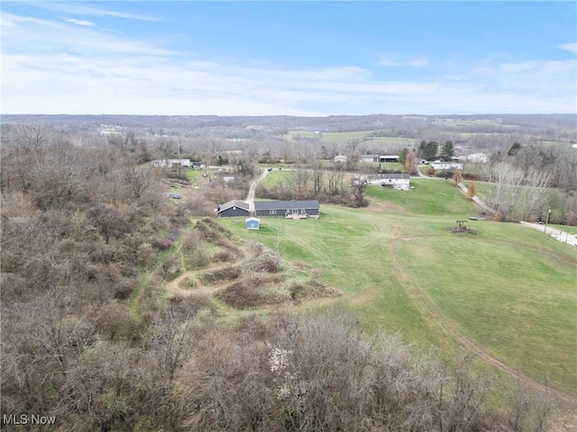 drone / aerial view with a rural view