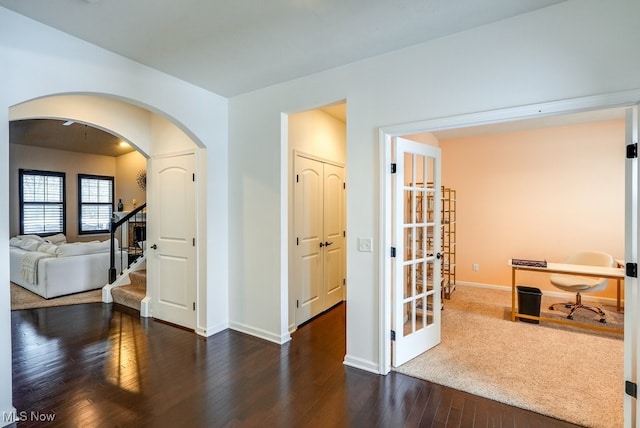 interior space featuring dark hardwood / wood-style floors