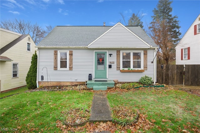 bungalow with a front lawn