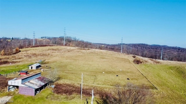 view of yard with a rural view