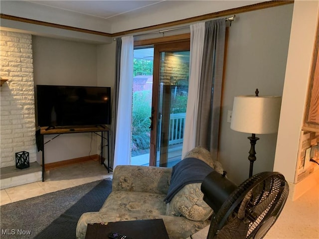 view of tiled living room