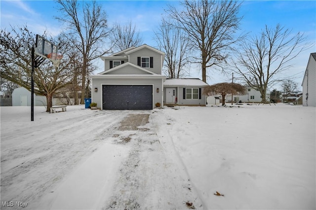 view of front property with a garage