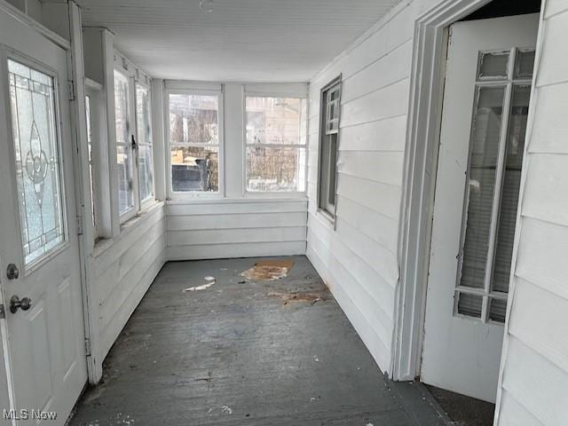 view of unfurnished sunroom