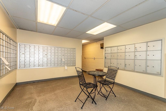 dining room with a mail area