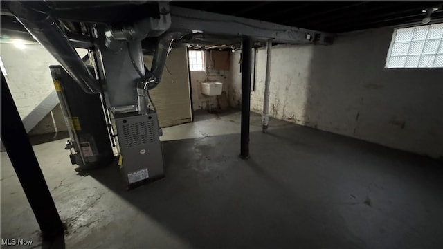 basement with sink