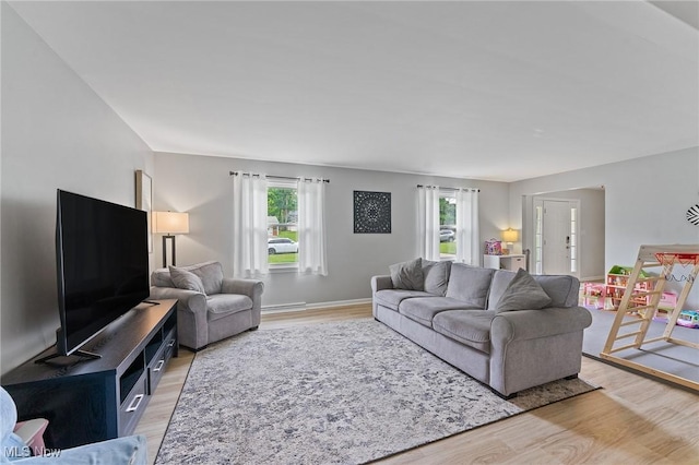 living room featuring light hardwood / wood-style floors