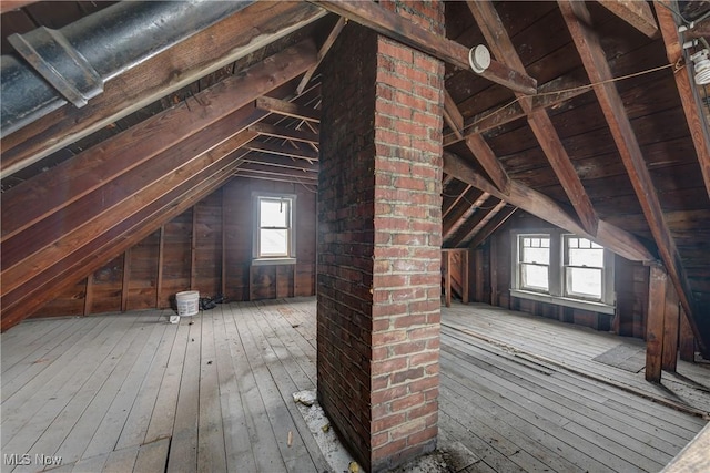 view of unfinished attic