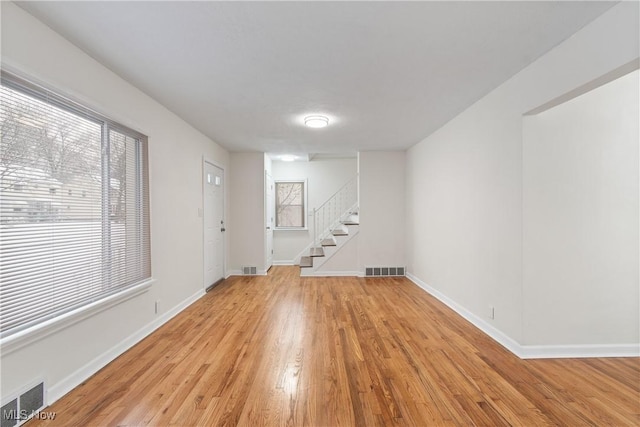 interior space with light hardwood / wood-style floors