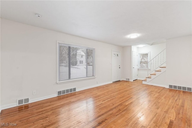 unfurnished living room featuring light hardwood / wood-style floors