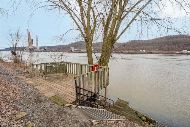 dock area featuring a deck with water view