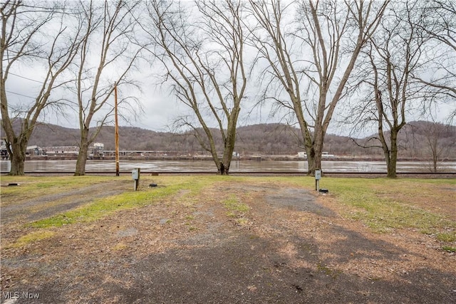 view of yard featuring a mountain view