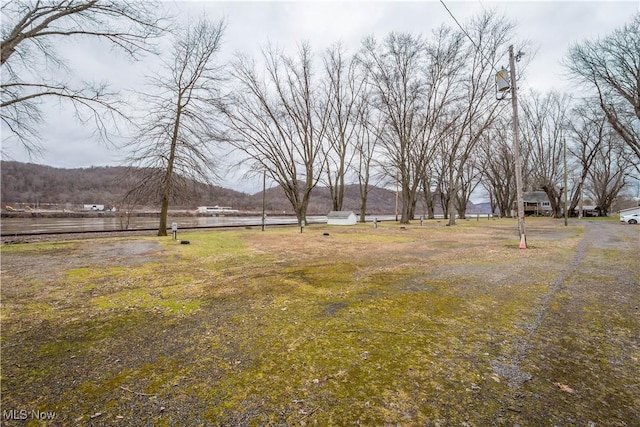 view of yard with a mountain view