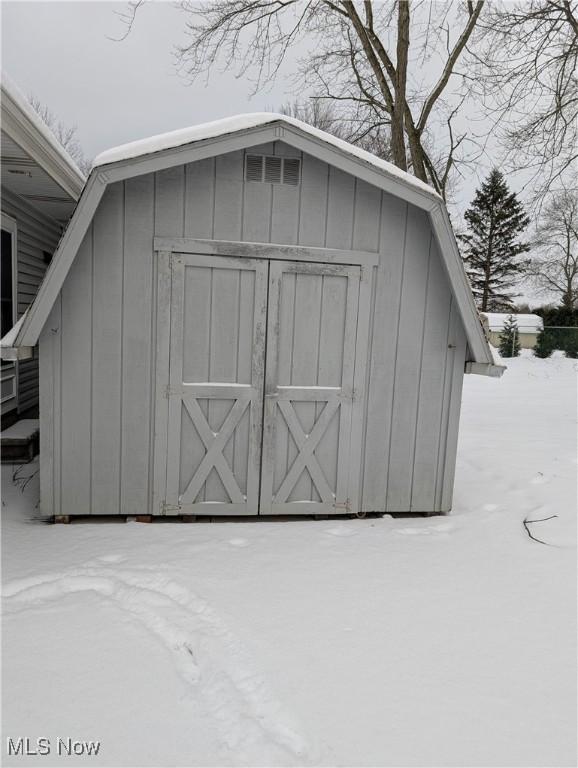 view of snow covered structure