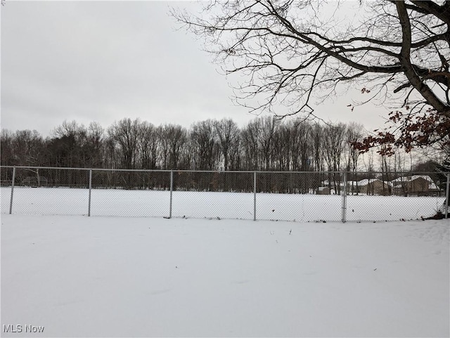 view of yard layered in snow