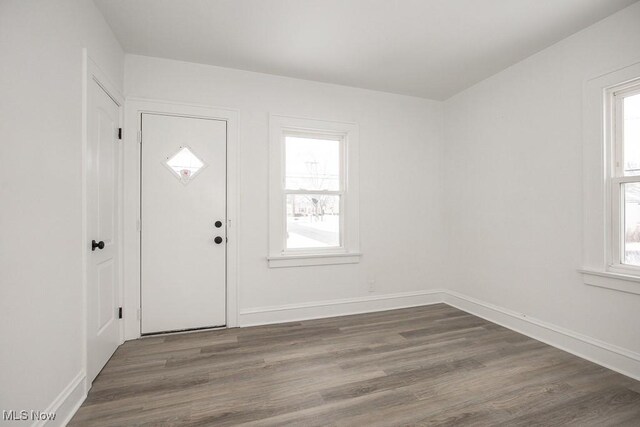 entryway with dark hardwood / wood-style floors