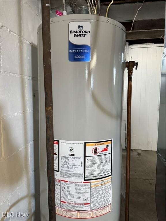 utility room featuring water heater