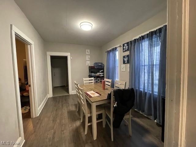 dining room with dark hardwood / wood-style flooring