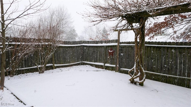 view of yard covered in snow