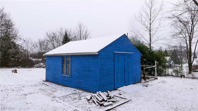 view of snow covered structure