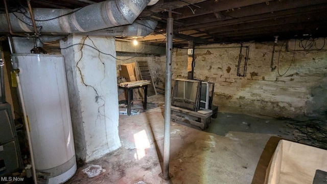 basement with gas water heater