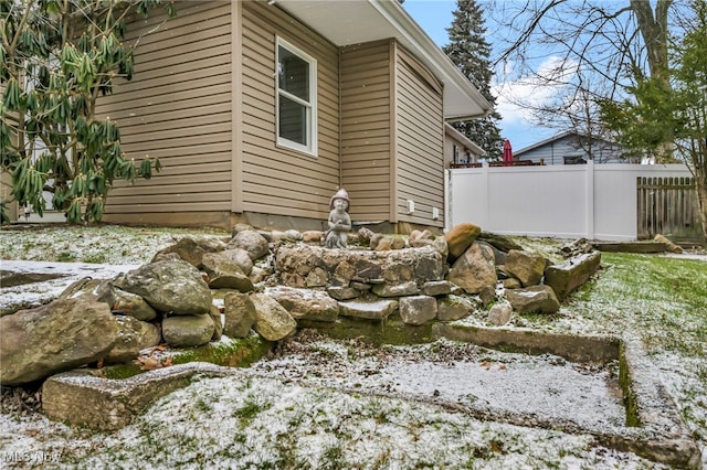 view of snow covered exterior