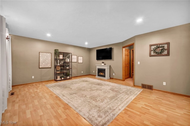 living room with light wood-type flooring