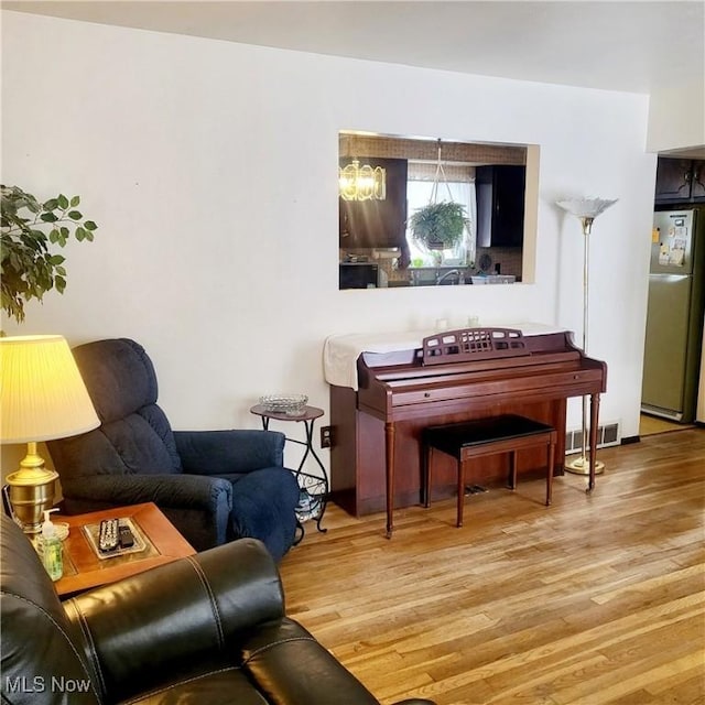 living area with light wood-type flooring