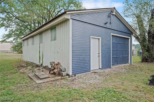 exterior space with a garage