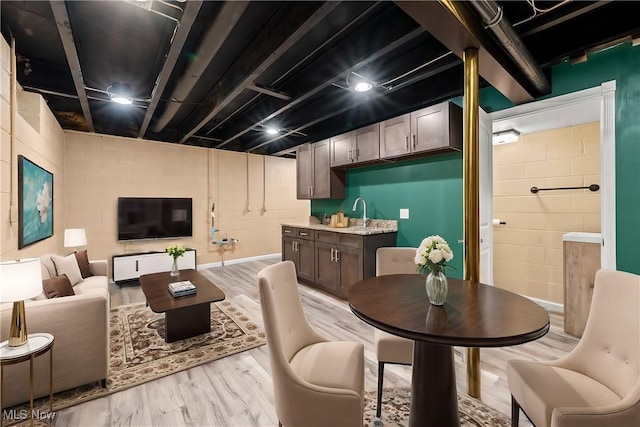 dining area with light wood-type flooring