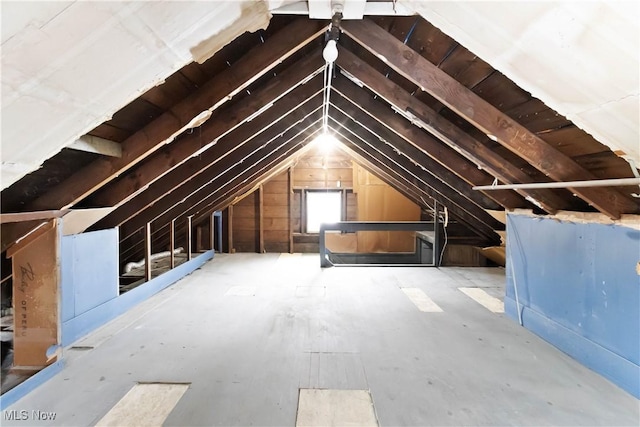 view of unfinished attic