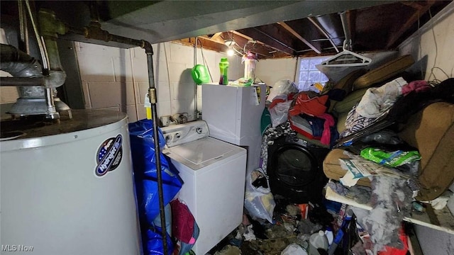 laundry area with washer / clothes dryer and gas water heater