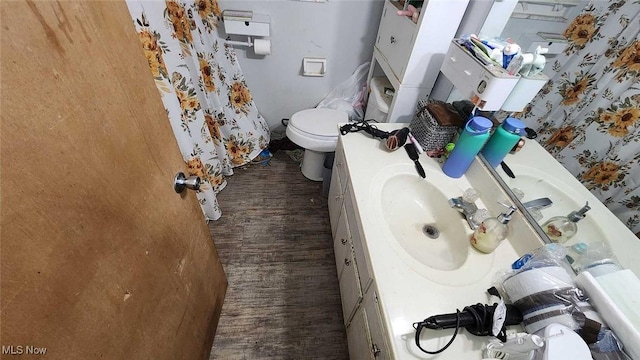 bathroom featuring vanity and toilet