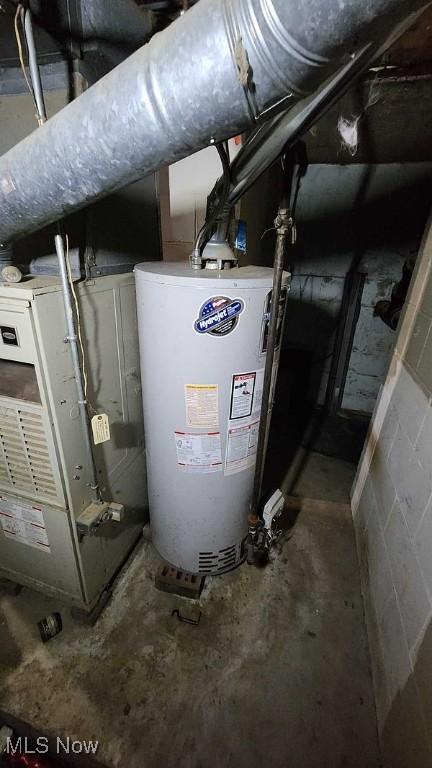 utilities with heating unit and gas water heater