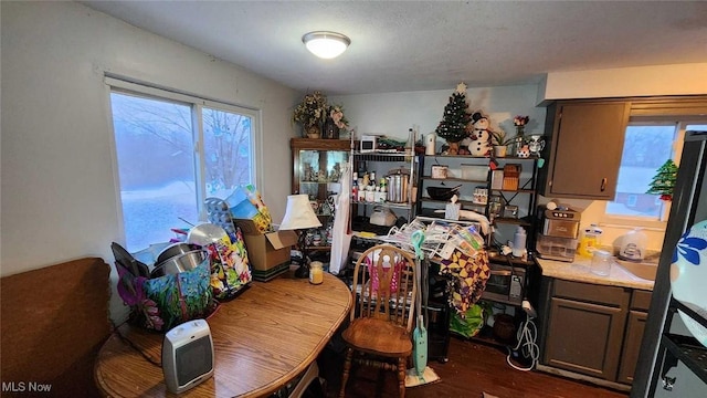 dining area with dark hardwood / wood-style floors