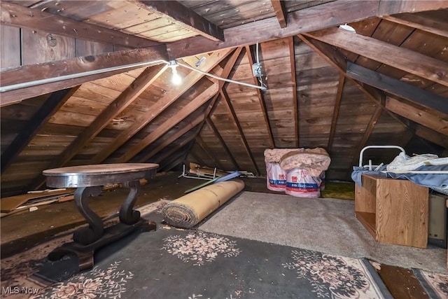 view of unfinished attic